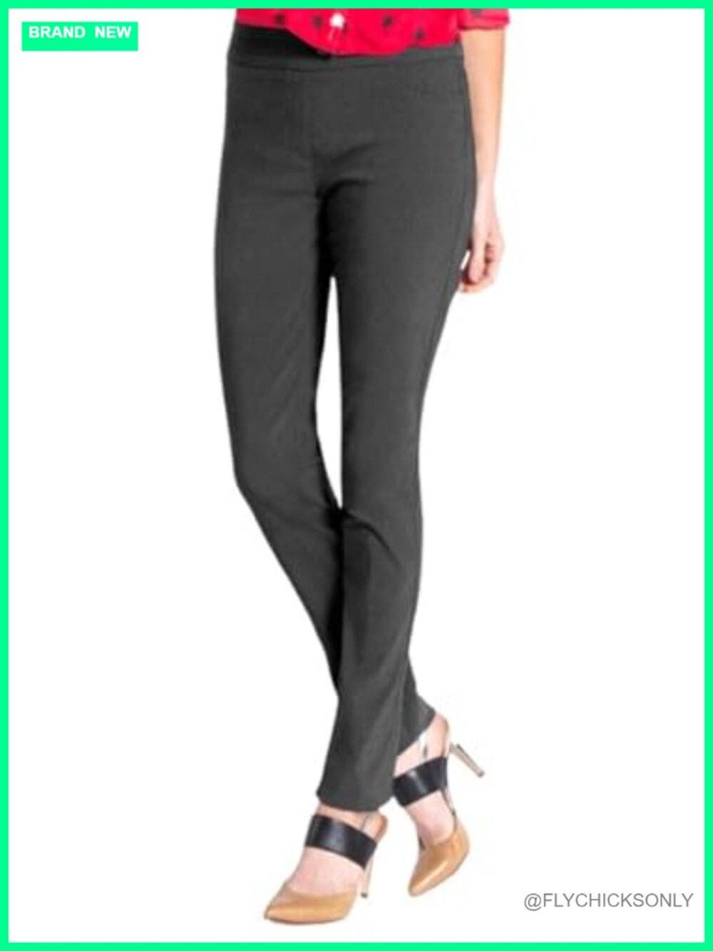 Tummy Control Pull-On Straight Leg Pants Wrinkle-Resistant Stretch